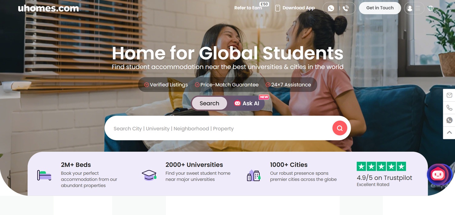 Programa de Afiliados de uhomes.com para Alojamiento Estudiantil