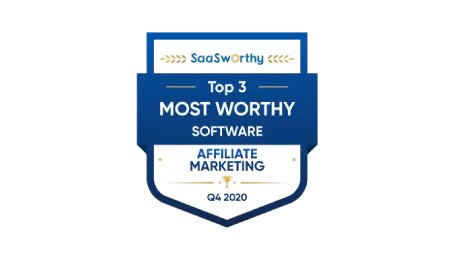 Premios de Post Affiliate Pro: Top 3 most worthy affiliate marketing software 2020 de SaaSworthy