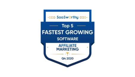 Premios de Post Affiliate Pro: Top 5 fastest growing affiliate marketing software 2020 de SaaSworthy