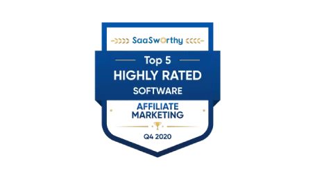 Premios de Post Affiliate Pro: Top 5 highly rated affiliate marketing software 2020 de SaaSworthy