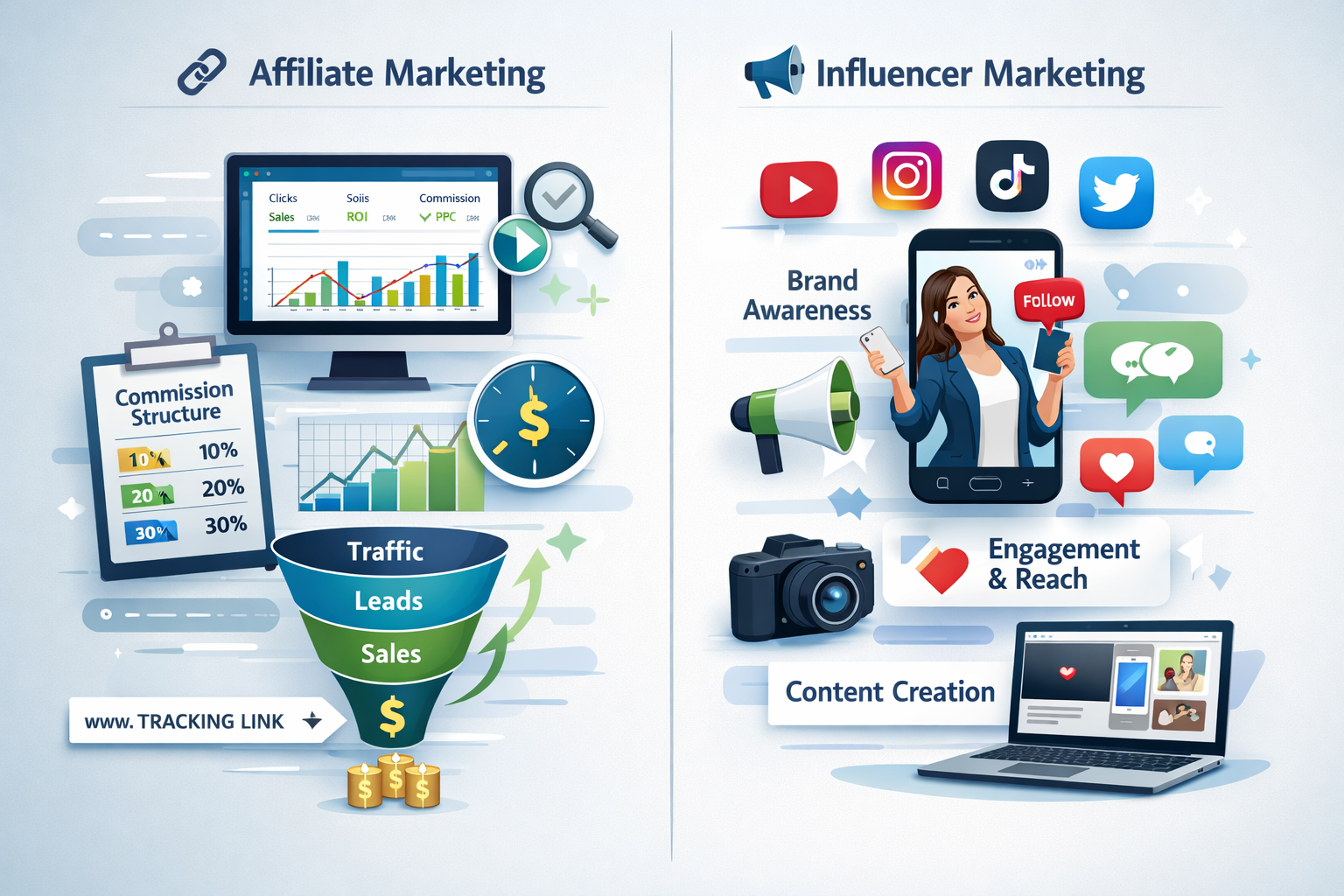 Marketing de Afiliados vs Marketing de Influencers: Diferencias Clave y Qué Estrategia Funciona Mejor