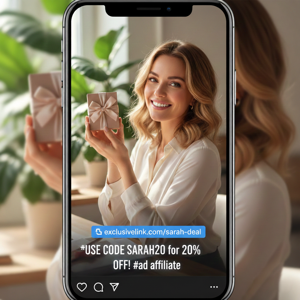 Influencer compartiendo códigos de cupón personalizados con su audiencia