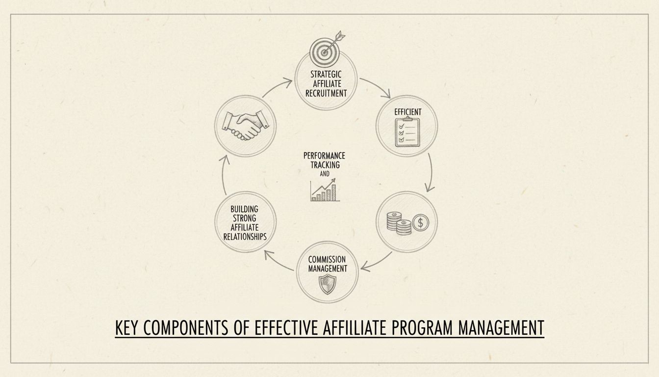 Six key components of effective affiliate program management diagram