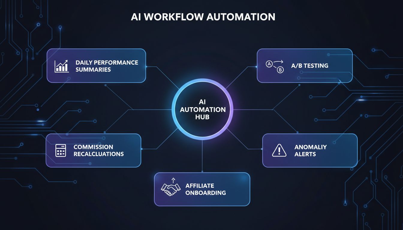 Diagrama de componentes y procesos de automatización de flujos de trabajo con IA