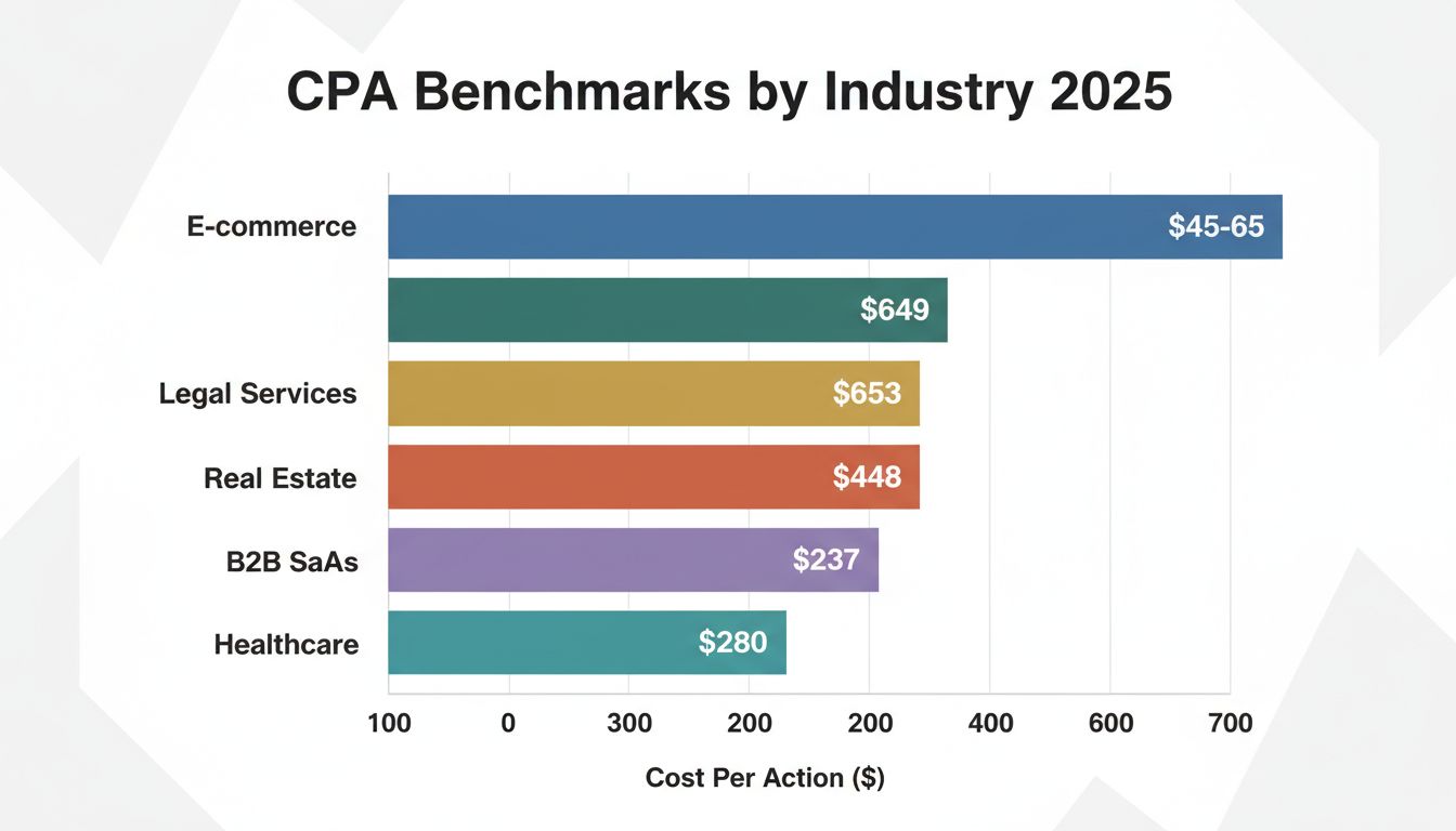 Referencias CPA por industria 2025 mostrando el costo por acción en diferentes sectores