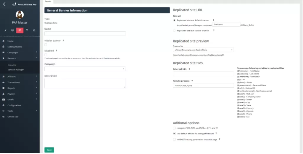 Crear banner de sitio replicado