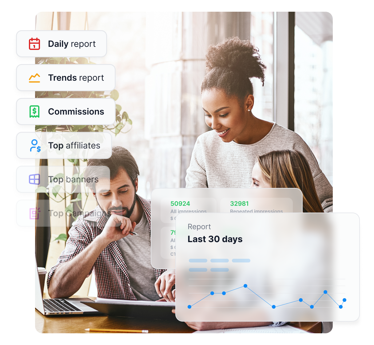 Gráfico que ilustra configuraciones y automatización en Post Affiliate Pro.