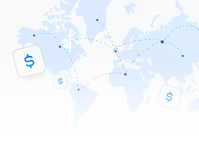 Mapa de alcance global que muestra soporte multilingüe y opciones de múltiples monedas para expansión internacional