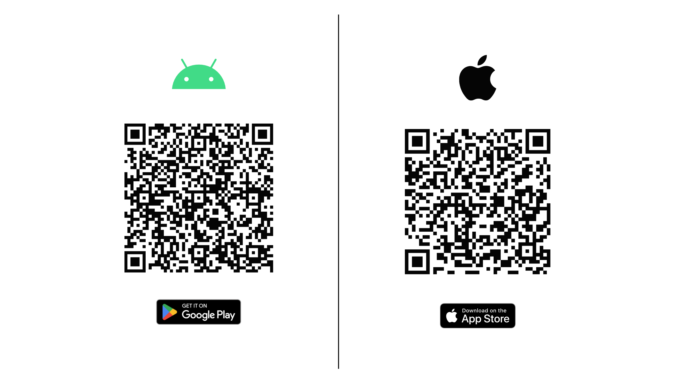 Códigos QR de la app móvil de Post Affiliate Pro. Escanea el código QR y descarga la app desde Google Play o App Store.