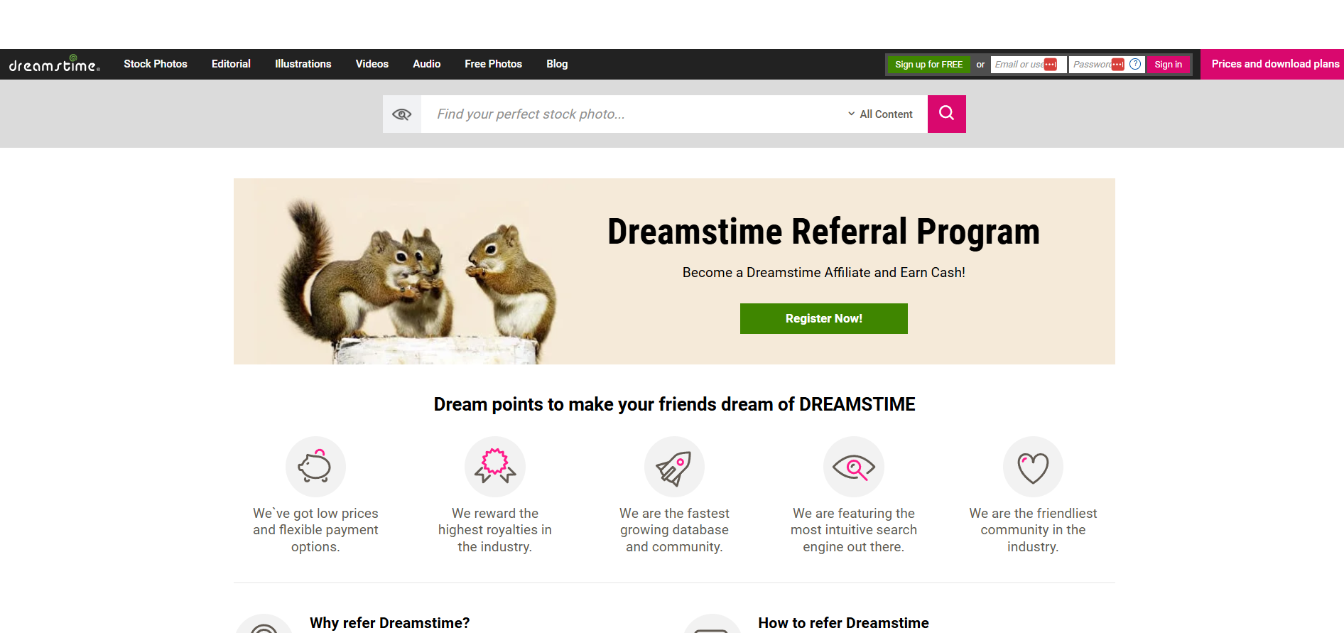 Programa de Afiliados de Dreamstime