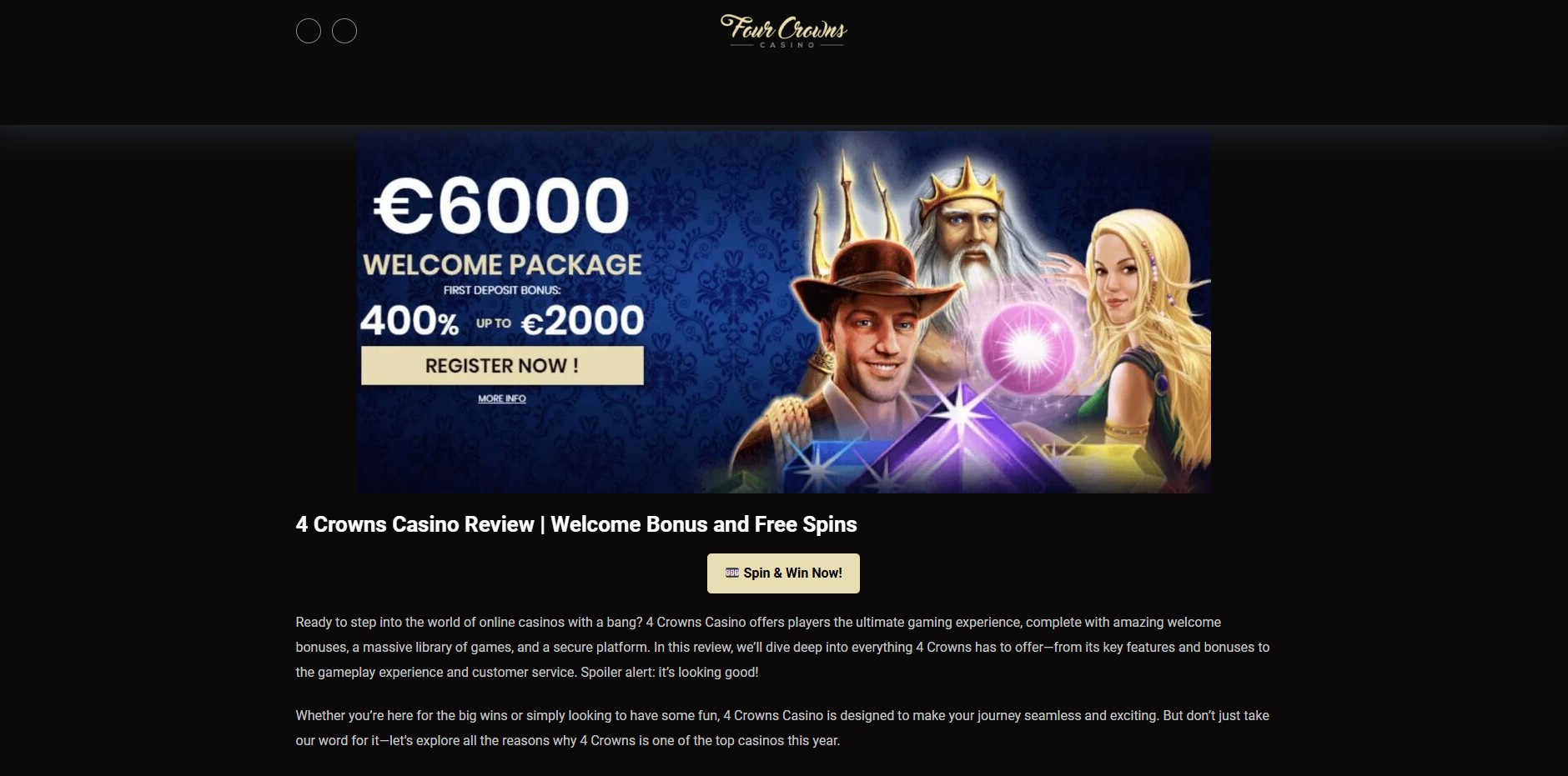 Programa de Afiliados de Four Crowns Casino