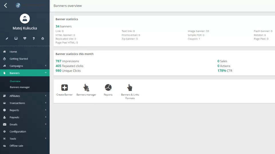 Resumen de materiales promocionales de Post Affiliate Pro.