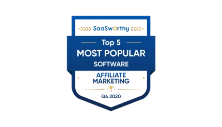 Premios de Post Affiliate Pro: Top 5 most popular affiliate marketing software 2020 de SaaSworthy