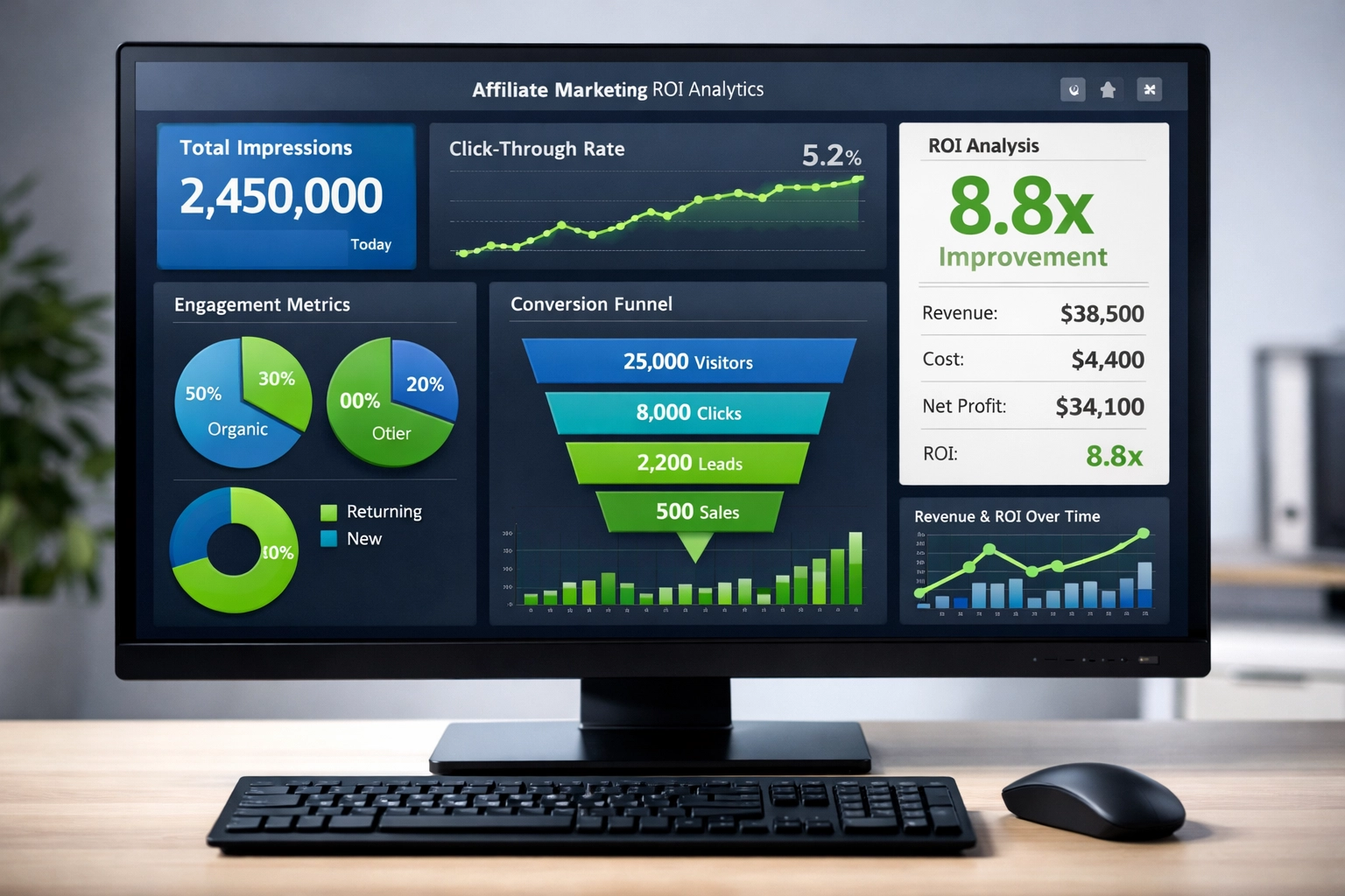 Panel de analíticas para medir el ROI de anuncios nativos