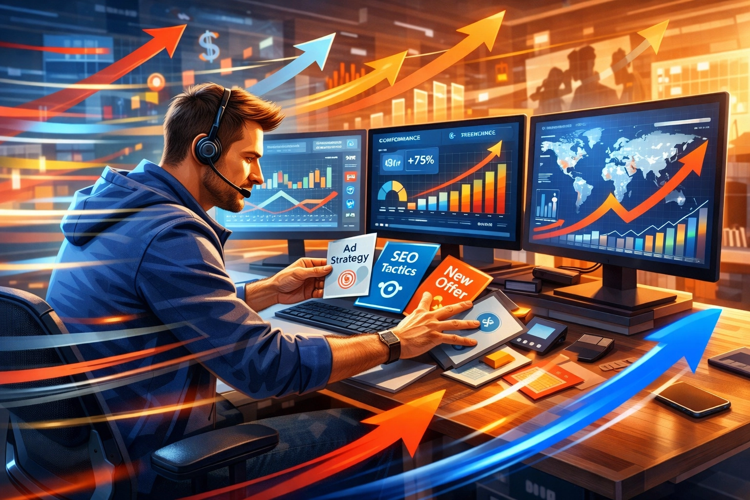 Afiliado freelance adaptándose rápidamente a cambios y tendencias del mercado