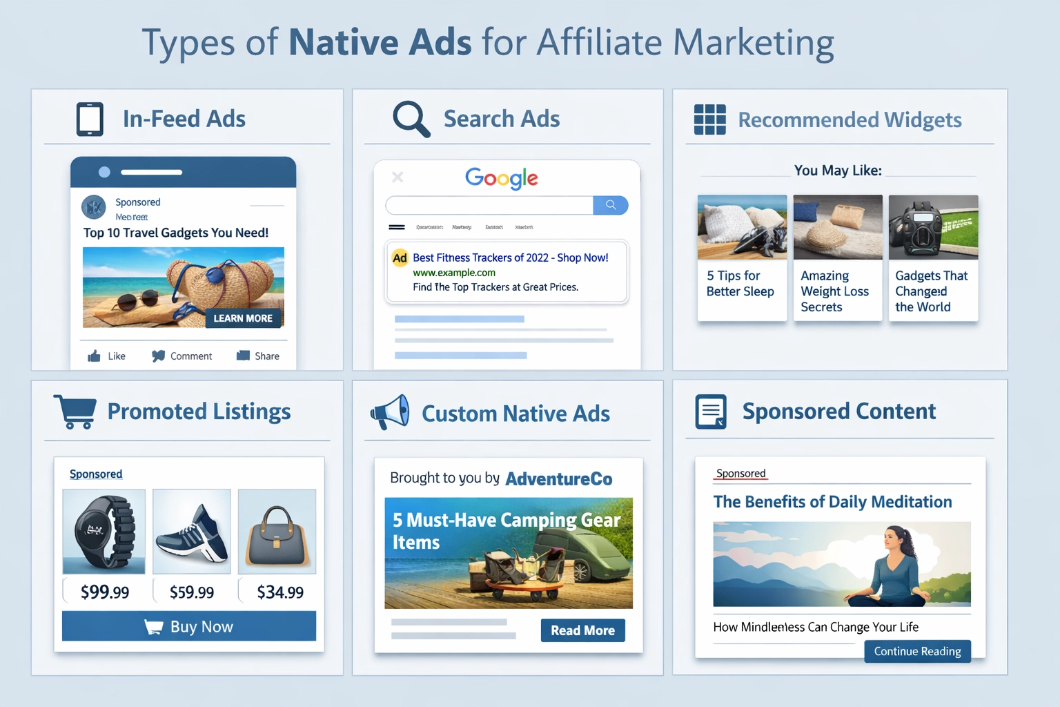 Seis tipos de anuncios nativos para marketing de afiliados