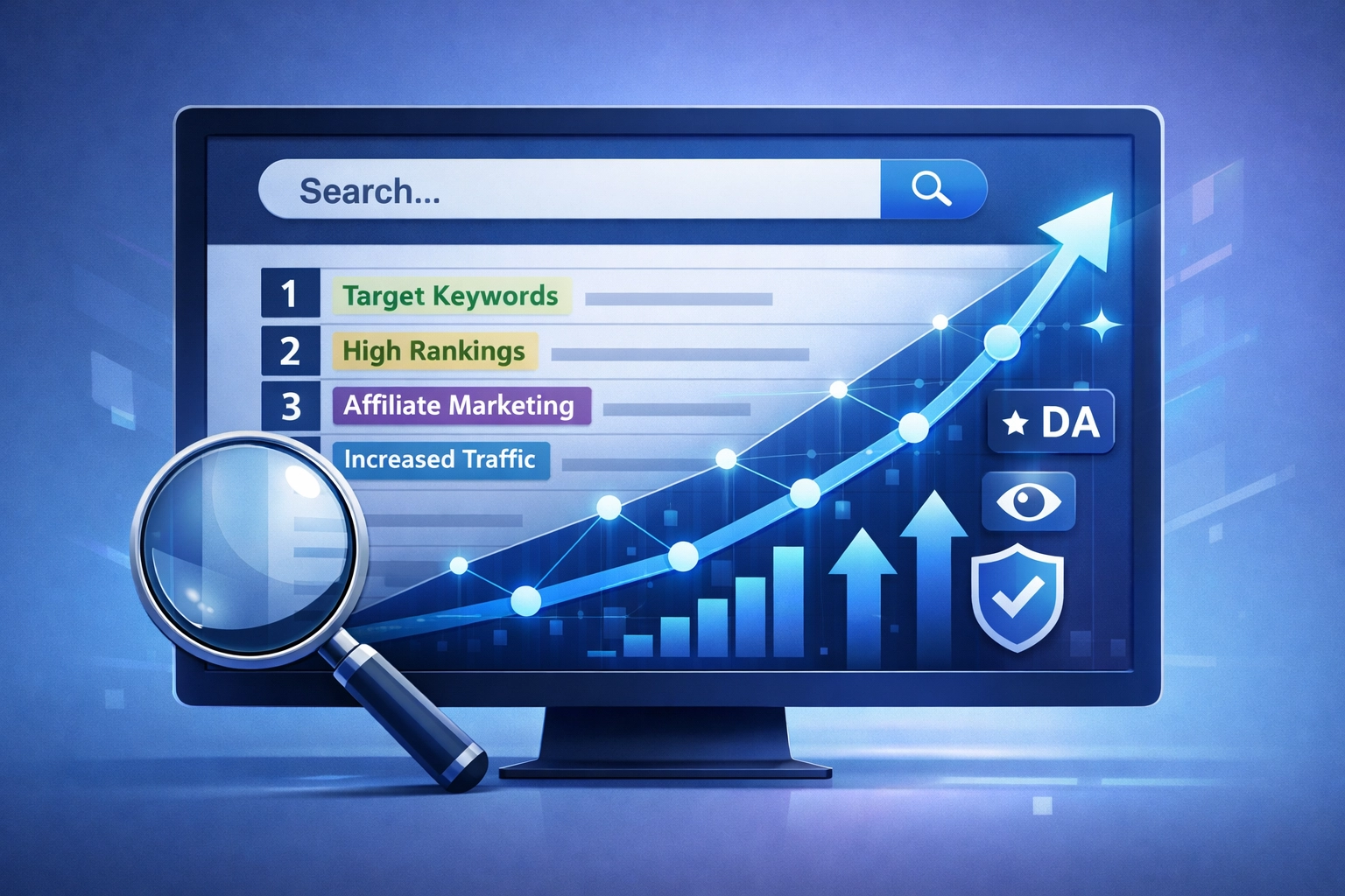 Visualización del crecimiento SEO y la optimización en motores de búsqueda