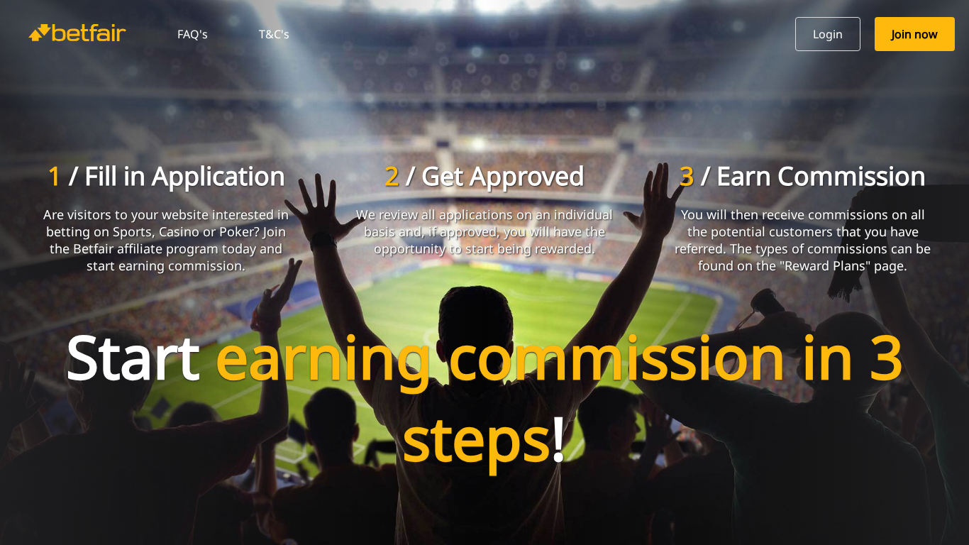 Sitio web del programa de afiliados Betfair Partners