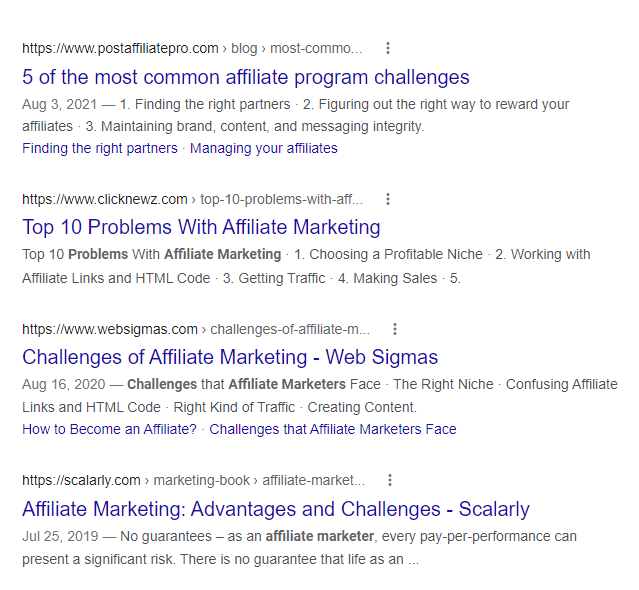 Example of organic SEO marketing results