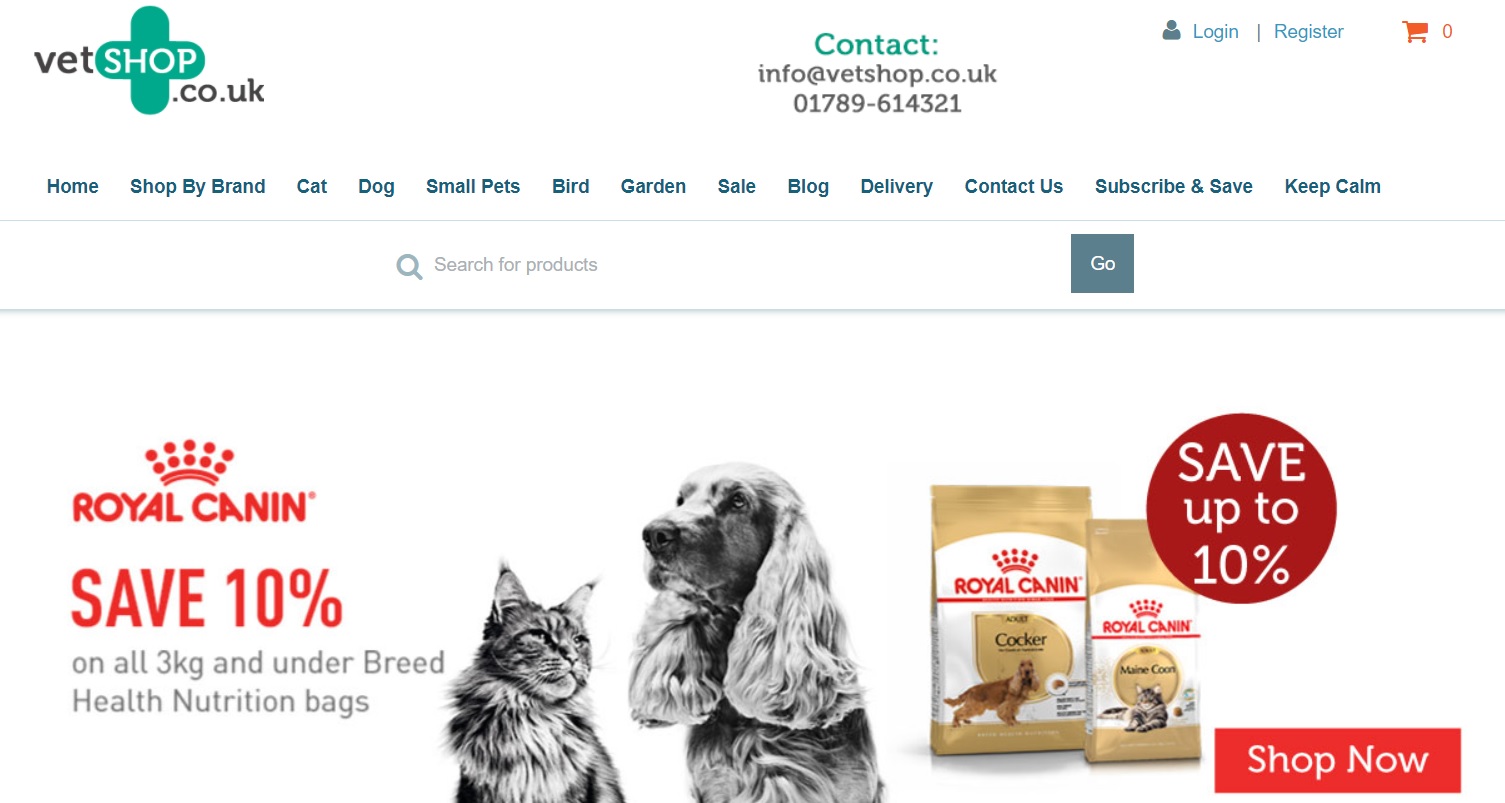 VetShop website screenshot