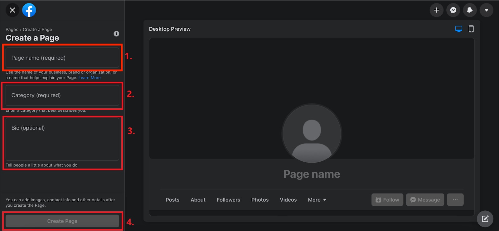 Pasos para crear una página de Facebook