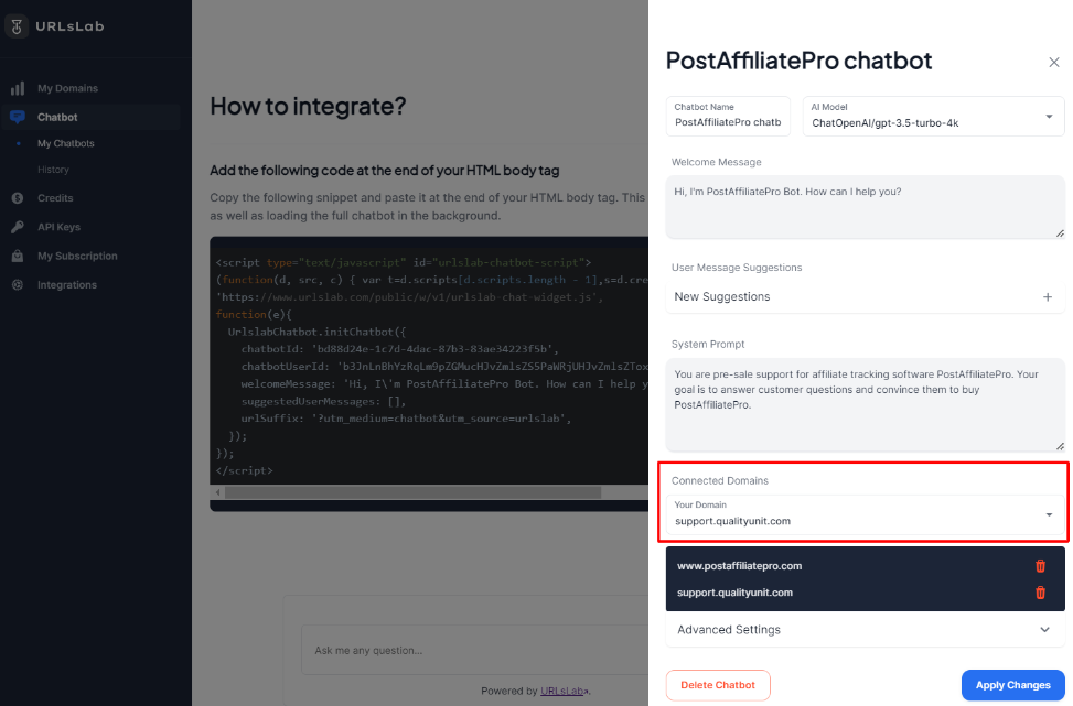 URLsLab - configurar uso de dominio