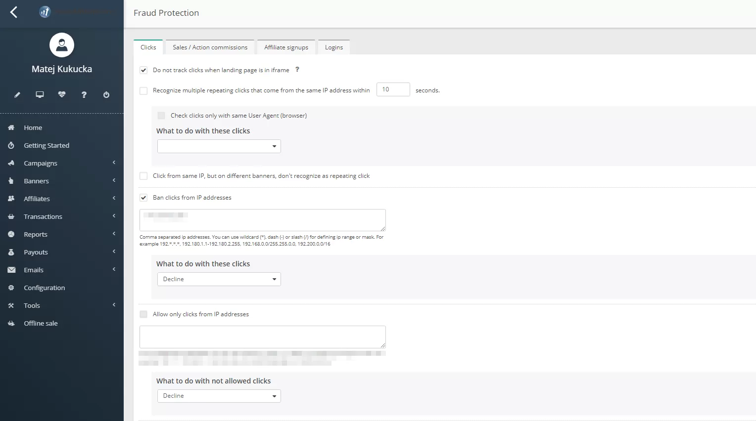 Post Affiliate Pro fraud protection configuration