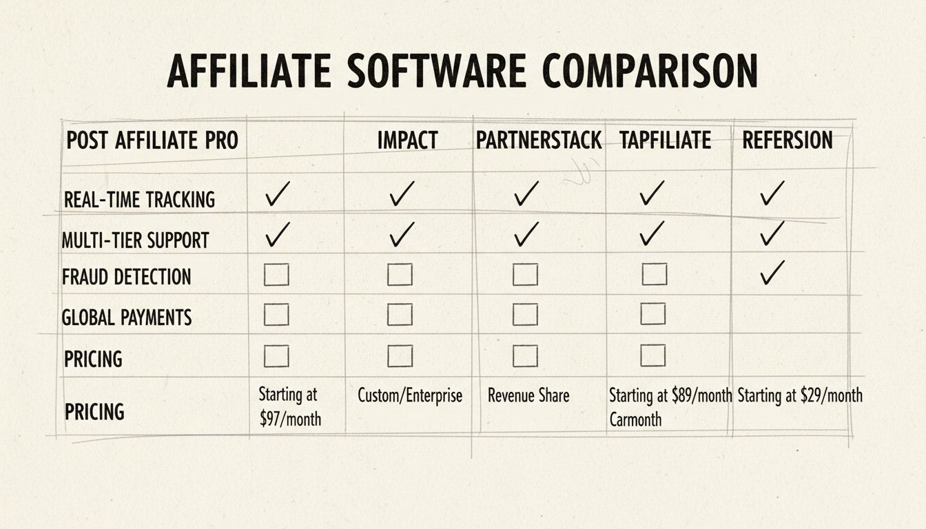 Comparación de los Mejores Softwares de Afiliados Q4 2025: Post Affiliate Pro vs Impact vs PartnerStack