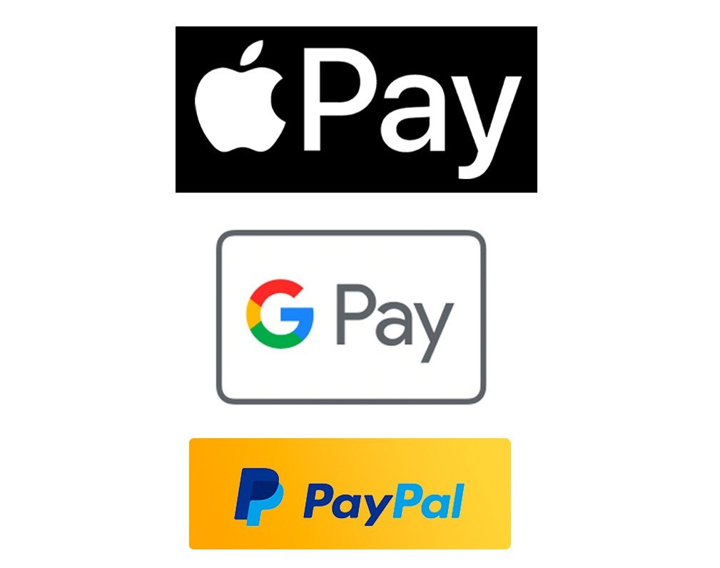 Logos de Apple Pay, Google Pay y PayPal
