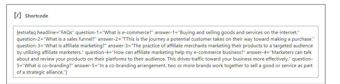 Ejemplo de shortcode de FAQ en Post Affiliate Pro