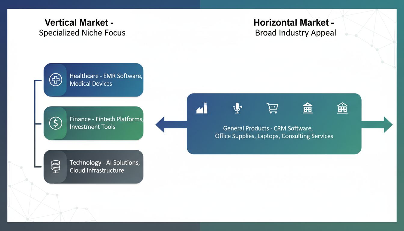 Diagrama de comparación de mercado vertical vs horizontal