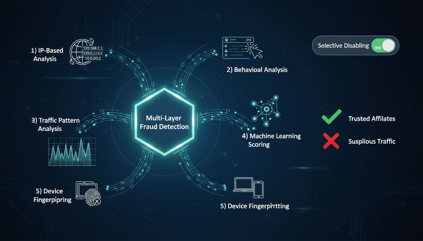 Sistema multinivel de protección antifraude de clics con controles selectivos de desactivación