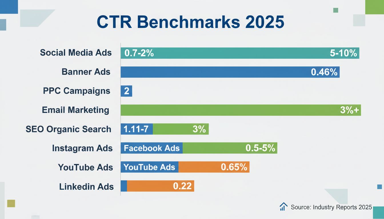 Referencias de CTR 2025 en diferentes canales de marketing digital