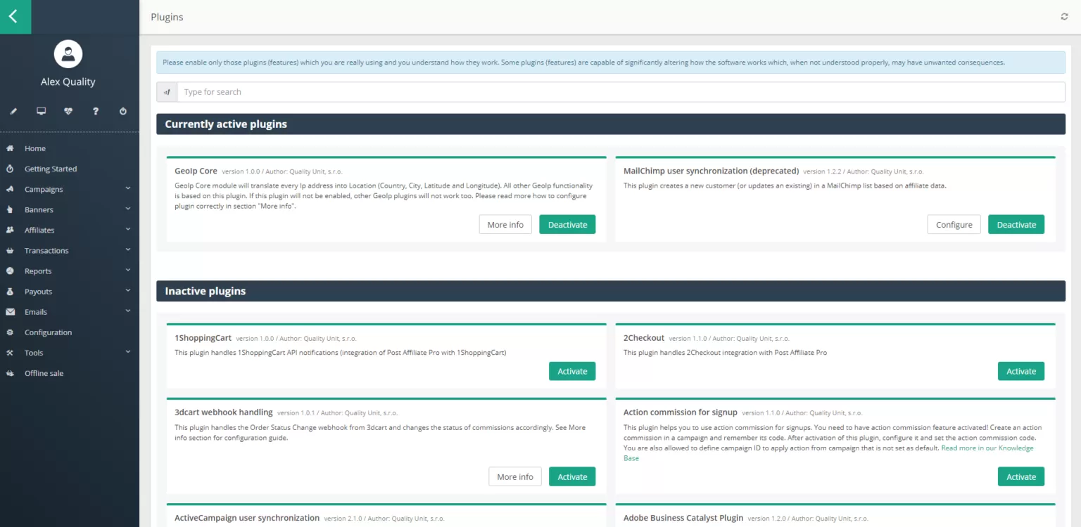 Post Affiliate Pro plugins