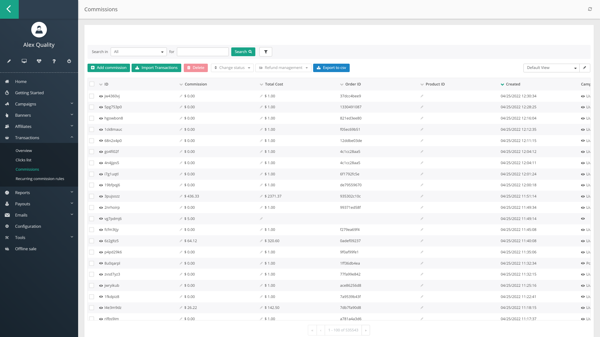Comisiones en Post Affiliate Pro