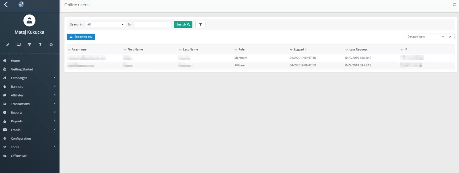 post affiliate pro reports online users