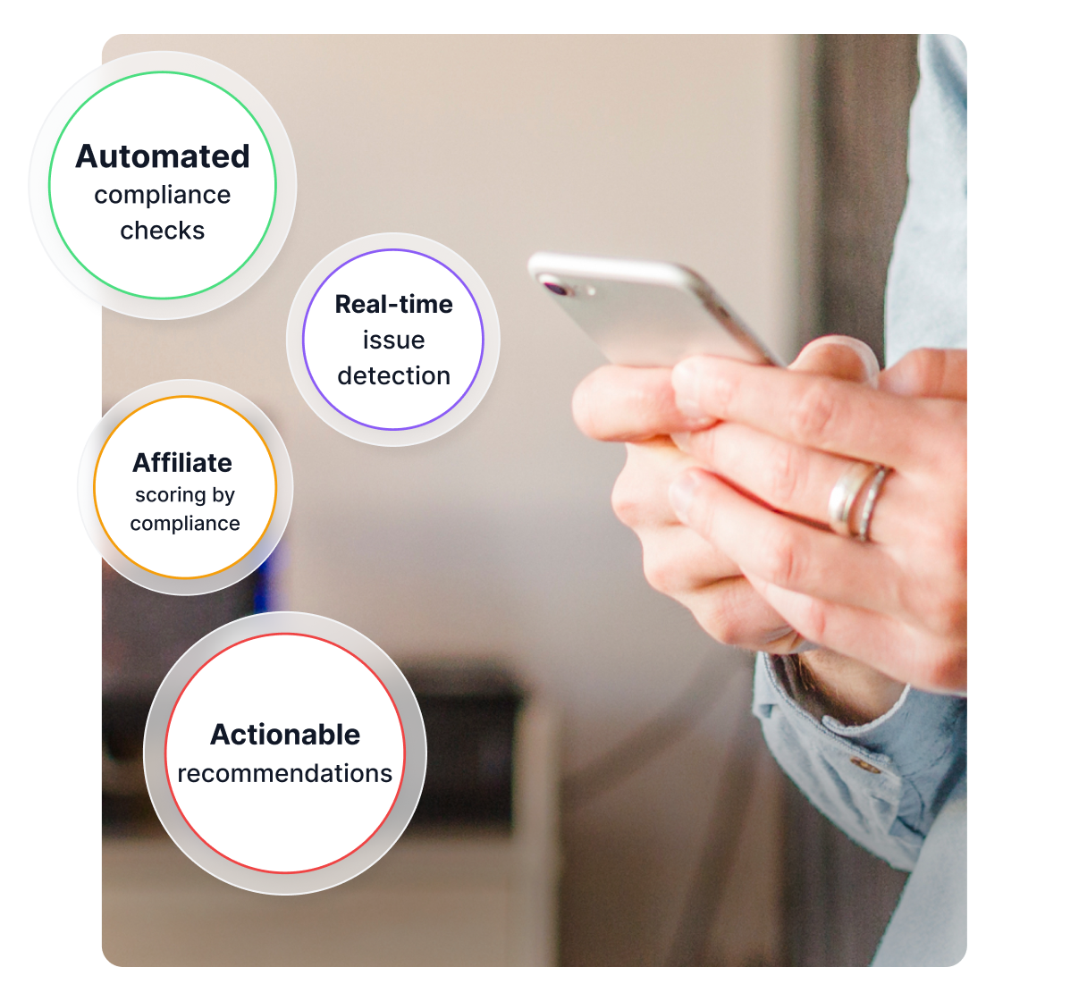 Panel de monitoreo de IA mostrando cumplimiento de marca y análisis de contenido