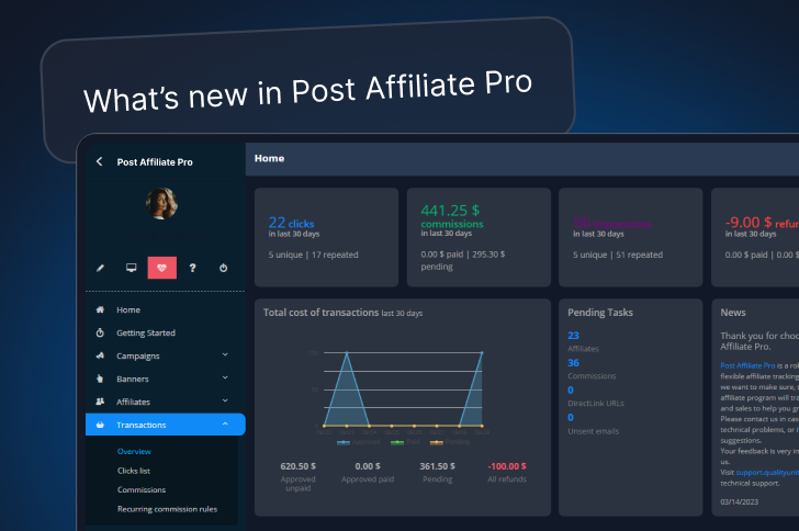 Ve todas las últimas actualizaciones de productos de Post Affiliate Pro.