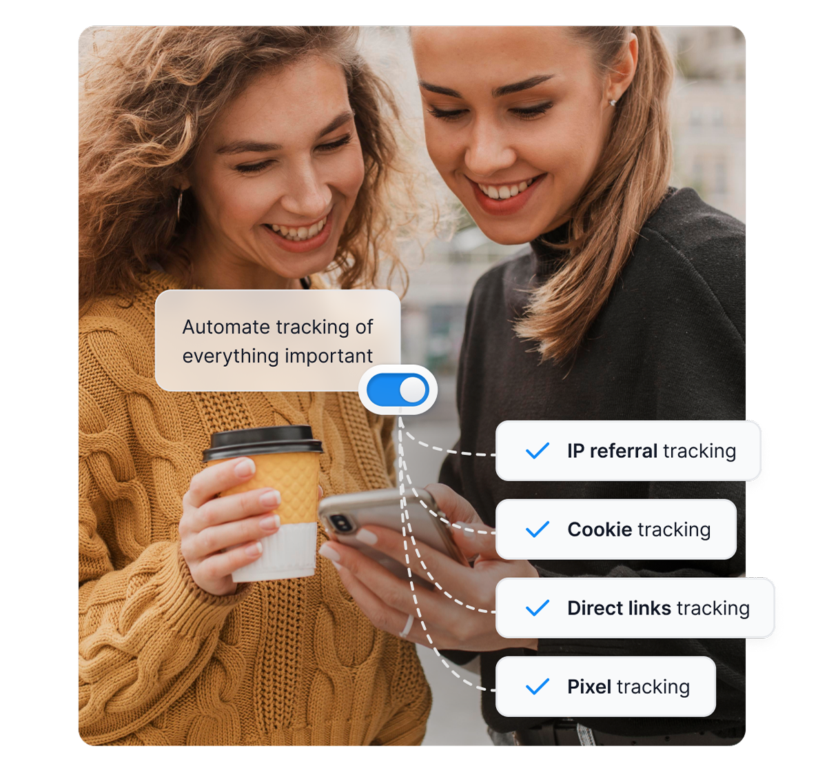 Una infografía que muestra las áreas en las que Post Affiliate Pro puede ayudarte, como identificar la audiencia, crear estructuras de comisión y más.