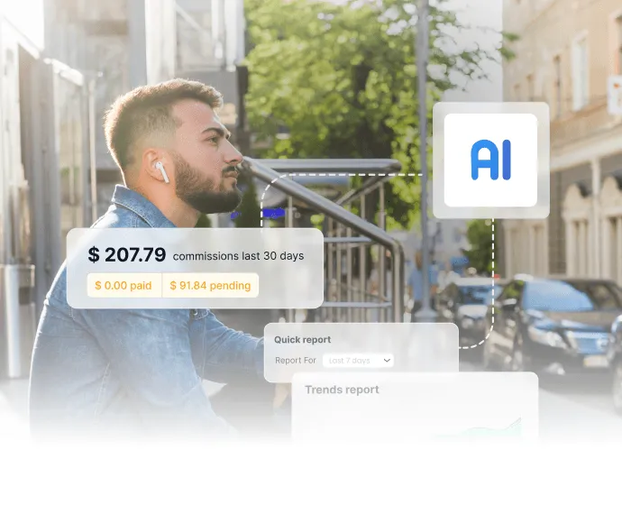 Panel de seguimiento de comisiones con IA que muestra pagos en tiempo real y resolución automatizada de disputas